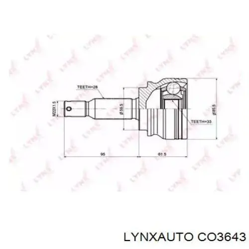 ШРУС зовнішній передній CO3643 Lynxauto