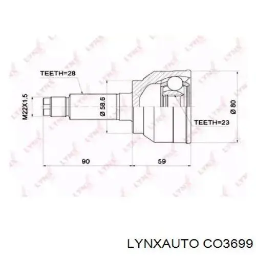 ШРУС зовнішній передній CO3699 Lynxauto