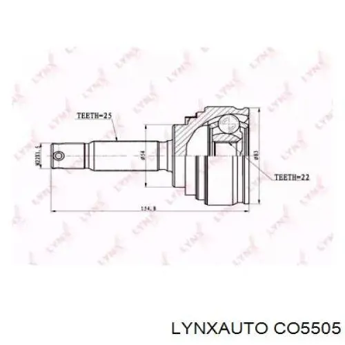 ШРУС зовнішній передній CO5505 Lynxauto