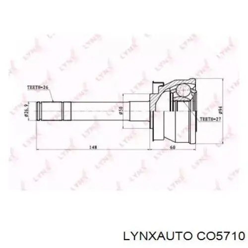 ШРУС зовнішній передній CO5710 Lynxauto