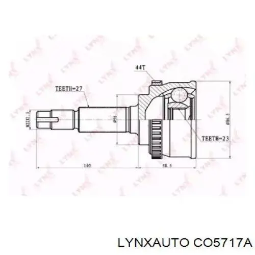 ШРУС зовнішній передній CO5717A Lynxauto