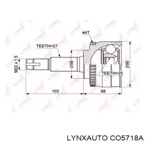 ШРУС зовнішній передній CO5718A Lynxauto