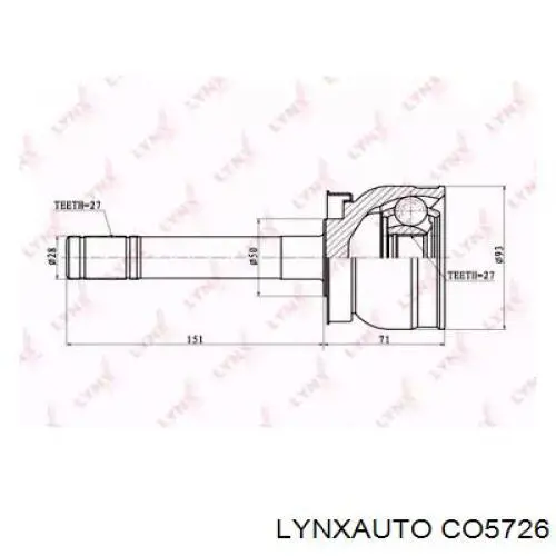 ШРУС зовнішній передній CO5726 Lynxauto