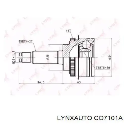 ШРУС зовнішній передній CO7101A Lynxauto