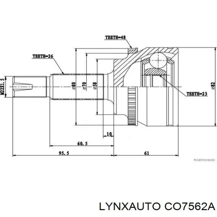 ШРУС зовнішній передній CO7562A Lynxauto