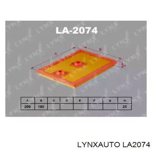 Фільтр повітряний LA2074 Lynxauto