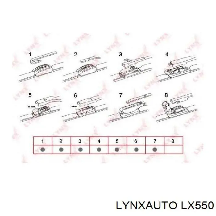LX550 Lynxauto щітка-двірник лобового скла, водійська