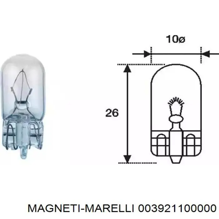 Лампочка плафону освітлення салону/кабіни Magneti Marelli 003921100000