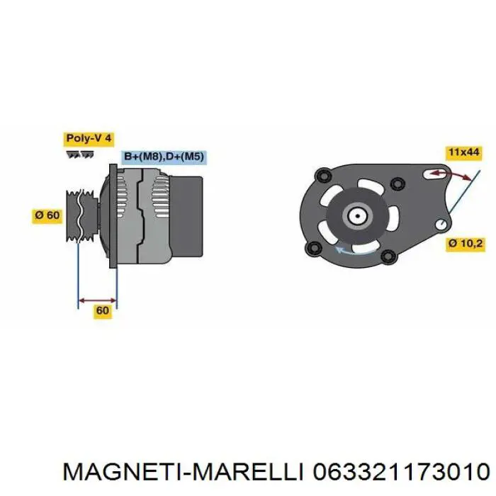 Генератор 063321173010 Magneti Marelli