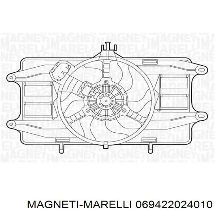 Дифузор радіатора охолодження, в зборі з двигуном і крильчаткою 069422024010 Magneti Marelli