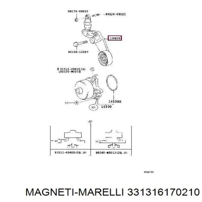 Натягувач приводного ременя Magneti Marelli 331316170210 ціна, від 14.87 USD