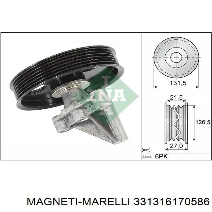 Ролик приводного ременя, паразитний Magneti Marelli 331316170586 ціна, від 17.60 USD
