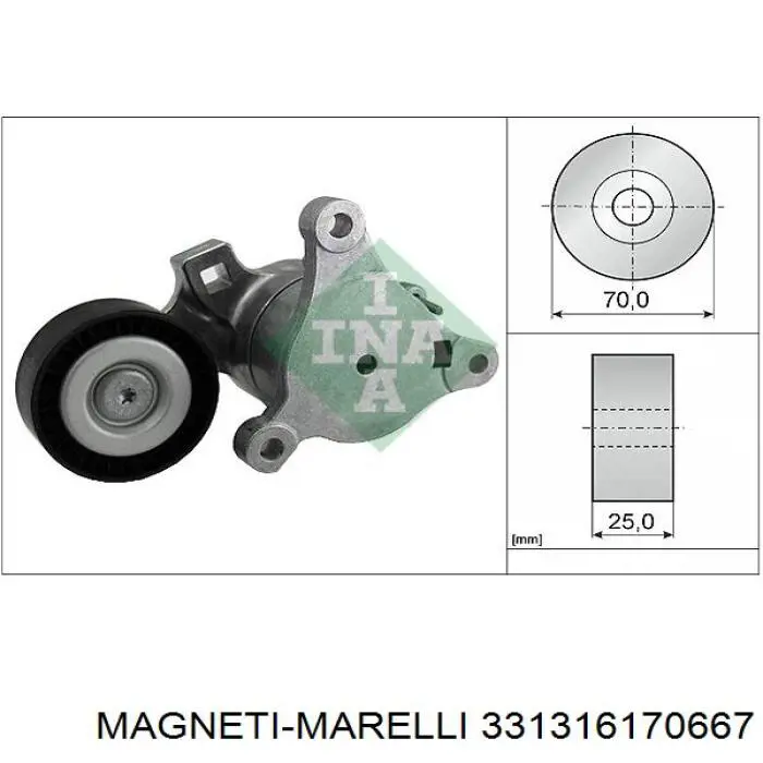 331316170667 Magneti Marelli Ролик натяжителя ременя агрегатів