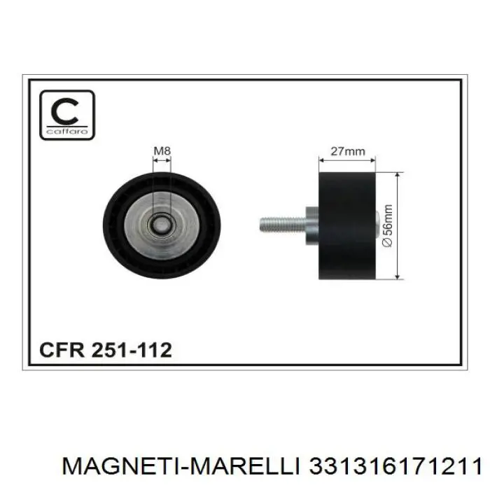 331316171211 Magneti Marelli Ролик приводного ременя, паразитний