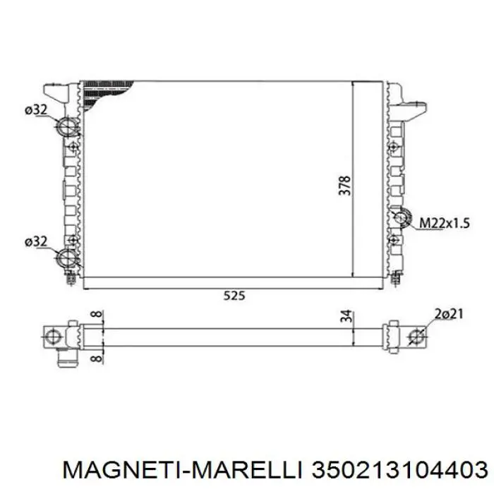 Радіатор охолодження двигуна 350213104403 Magneti Marelli