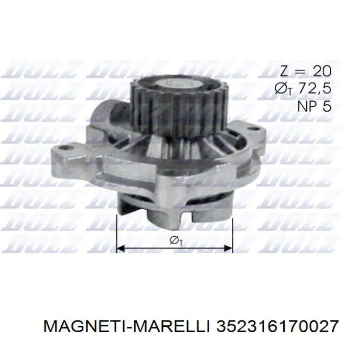 Помпа водяна, (насос) охолодження 352316170027 Magneti Marelli