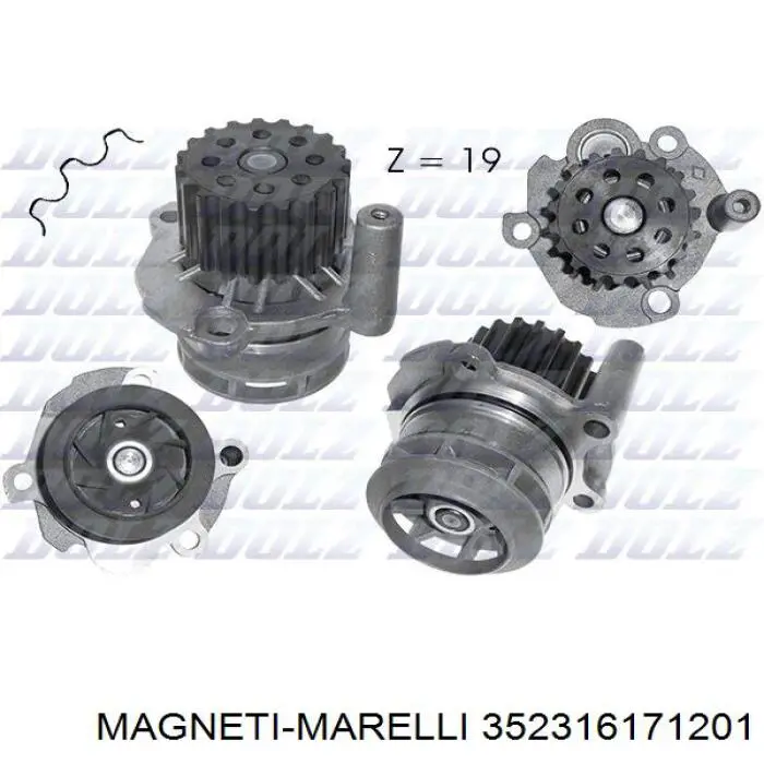Помпа охолодження Magneti Marelli 352316171201 ціна, від 25.85 USD