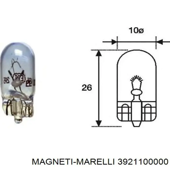 Лампочка плафону освітлення салону/кабіни 3921100000 Magneti Marelli