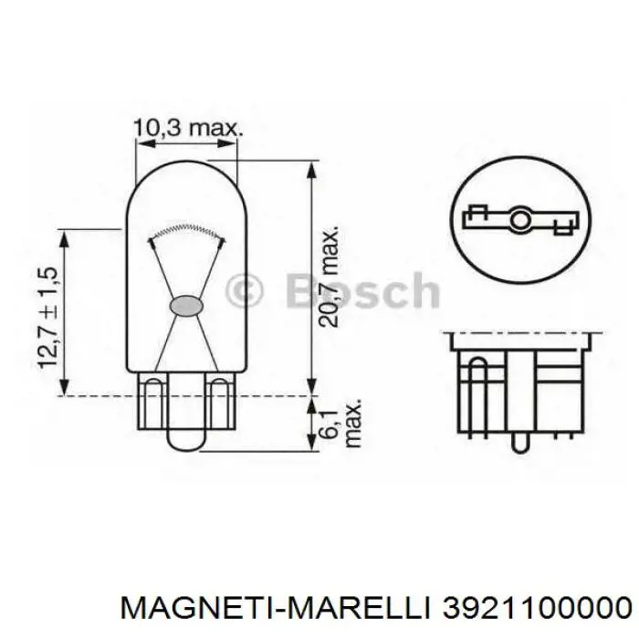 Лампочка плафону освітлення салону/кабіни 3921100000 Magneti Marelli