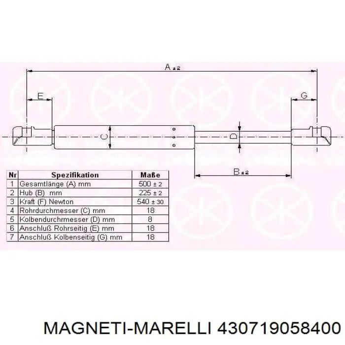 430719058400 Magneti Marelli Амортизатор кришки багажника / двері 3/5-ї задньої