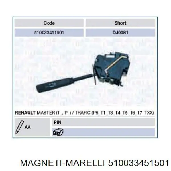 510033451501 Magneti Marelli Перемикач підрульовий, лівий