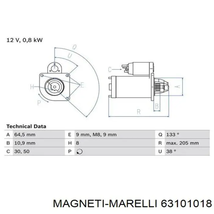 Стартер Magneti Marelli 63101018 ціна, від 52.14 USD
