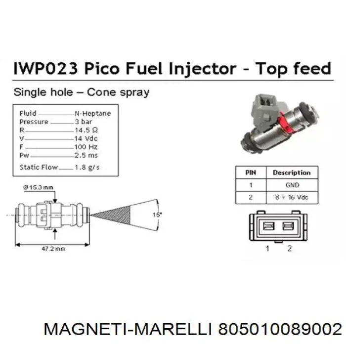 Форсунка вприску палива IWP217 Magneti Marelli