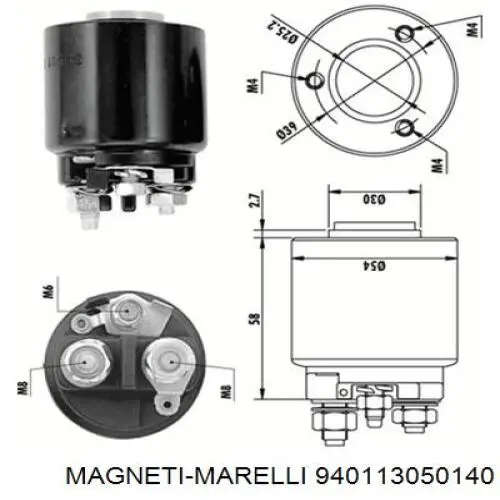 Втягуюче реле стартера 940113050140 Magneti Marelli