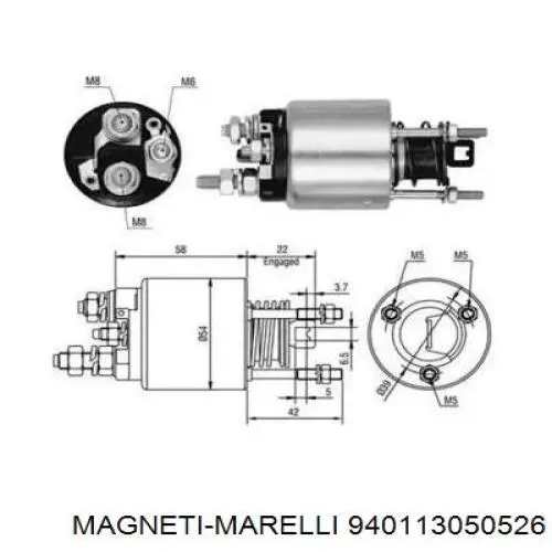 Втягуюче реле стартера 940113050526 Magneti Marelli
