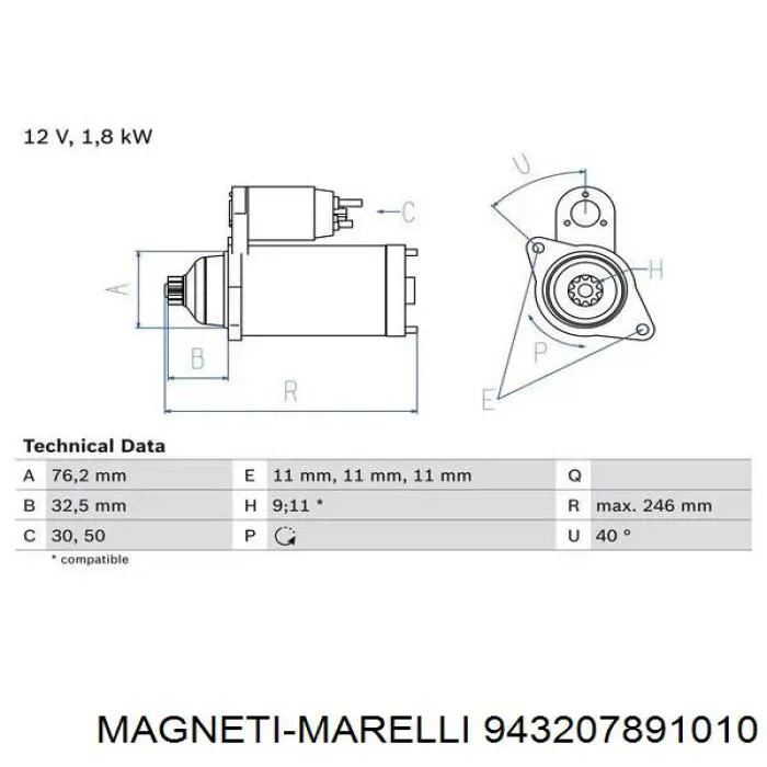 Стартер 943207891010 Magneti Marelli