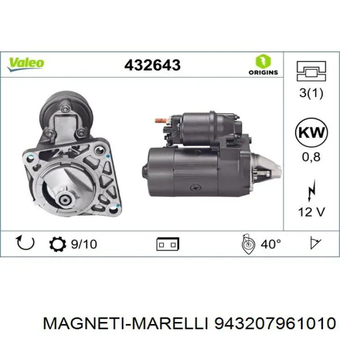 943207961010 Magneti Marelli Стартер двигуна