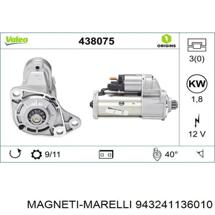 Стартер 943241136010 Magneti Marelli