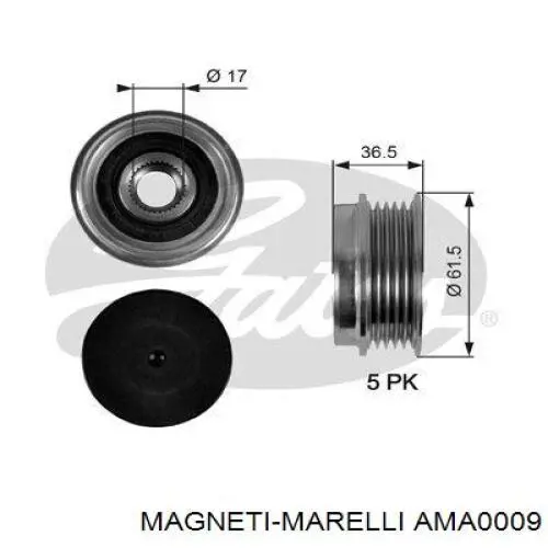 AMA0009 Magneti Marelli шків генератора