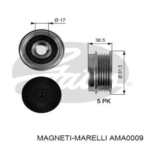 Шків генератора AMA0009 Magneti Marelli