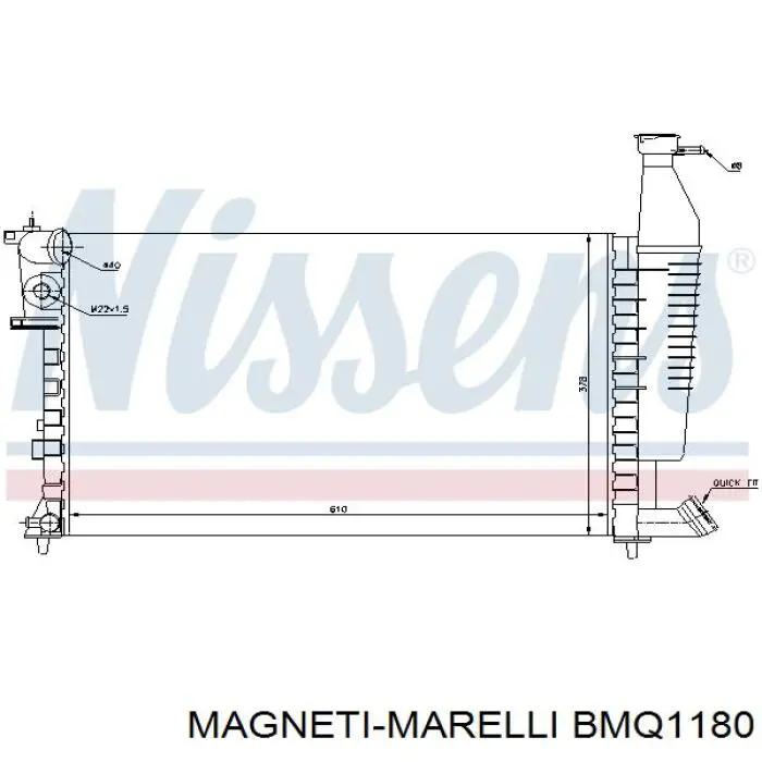 Радіатор охолодження двигуна BMQ1180 Magneti Marelli