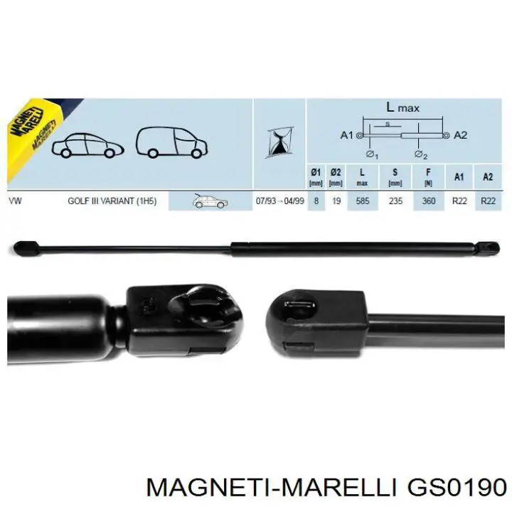 Амортизатор багажника GS0190 Magneti Marelli