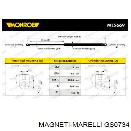 GS0734 Magneti Marelli Амортизатор кришки багажника / двері 3/5-ї задньої