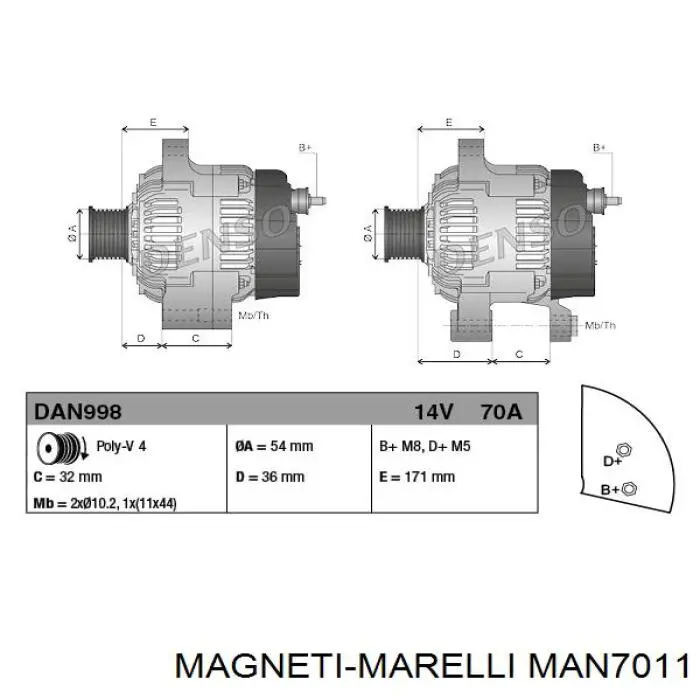 Генератор MAN7011 Magneti Marelli