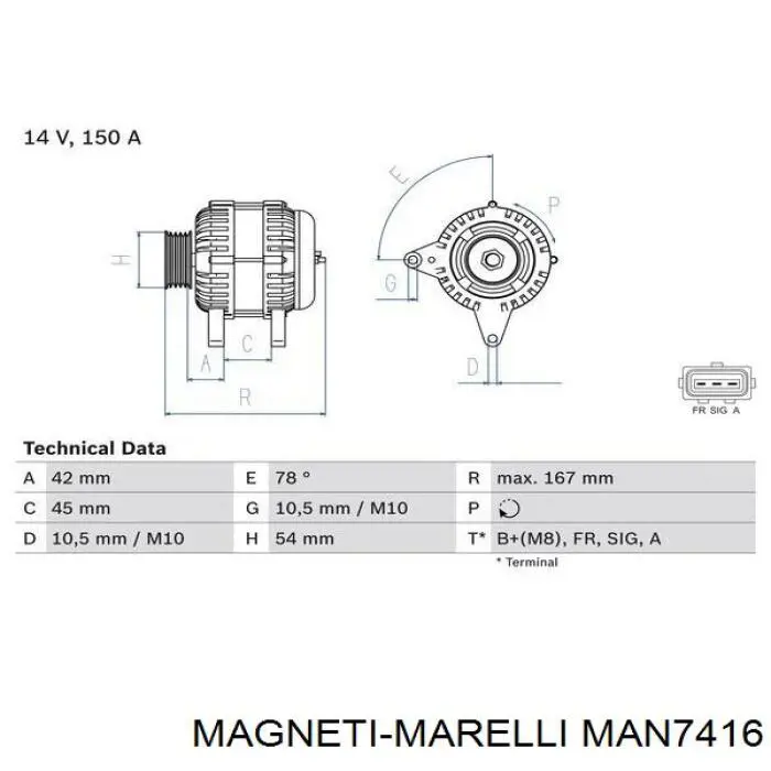 MAN7416 Magneti Marelli Авто генератор