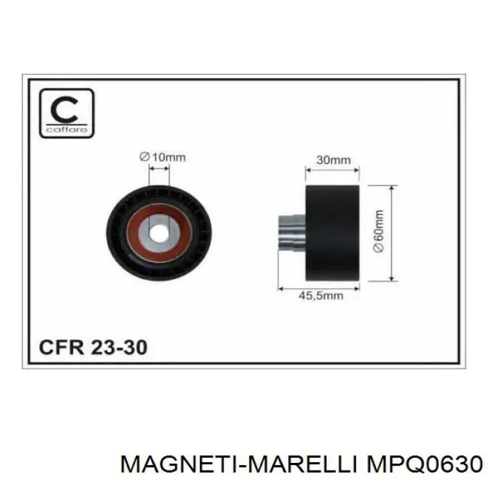 Ролик натяжителя ременя газорозподілу Magneti Marelli MPQ0630 ціна, від 11.90 USD