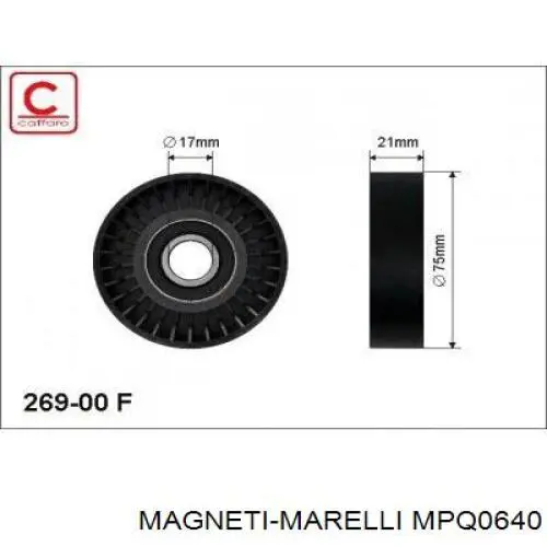 Ролик натягувача приводного ременя MPQ0640 Magneti Marelli