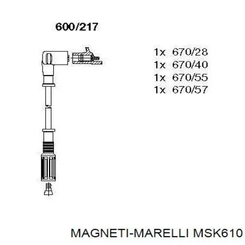 Купити MSK610 Magneti Marelli Провід високовольтні, комплект