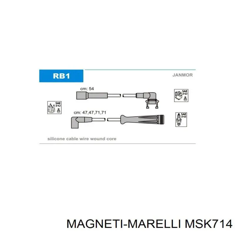 Дріт високовольтний, комплект MSK714 Magneti Marelli