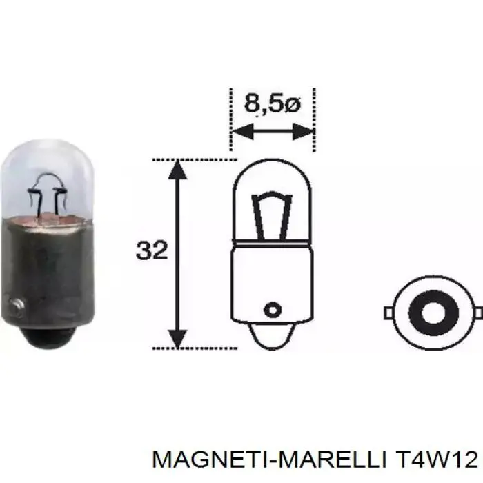 Лампочка T4W12 Magneti Marelli