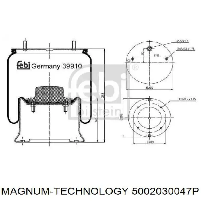 Пневмоподушка/Пневморессора моста Blacktech RML75921C5 ціна, від 50.31 USD