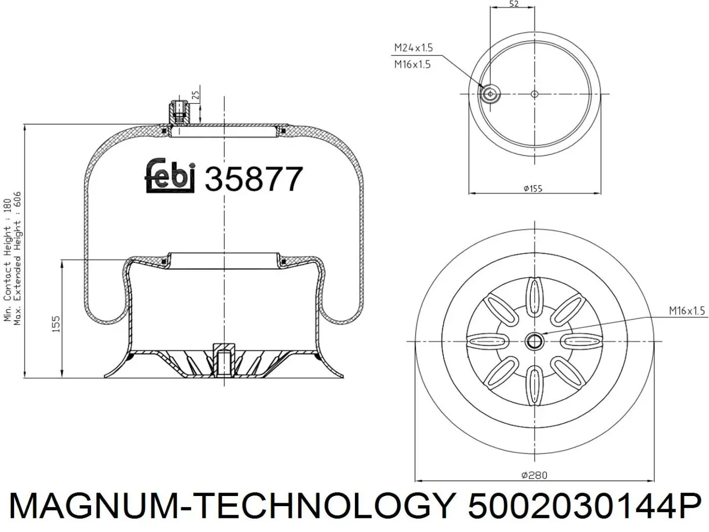 Пневмоподушка/Пневморессора моста RML95868C9 Blacktech