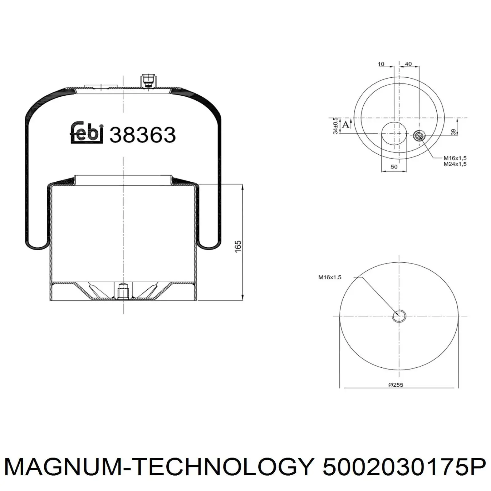 Пневмоподушка/Пневморессора моста заднього RML95296C21 Blacktech