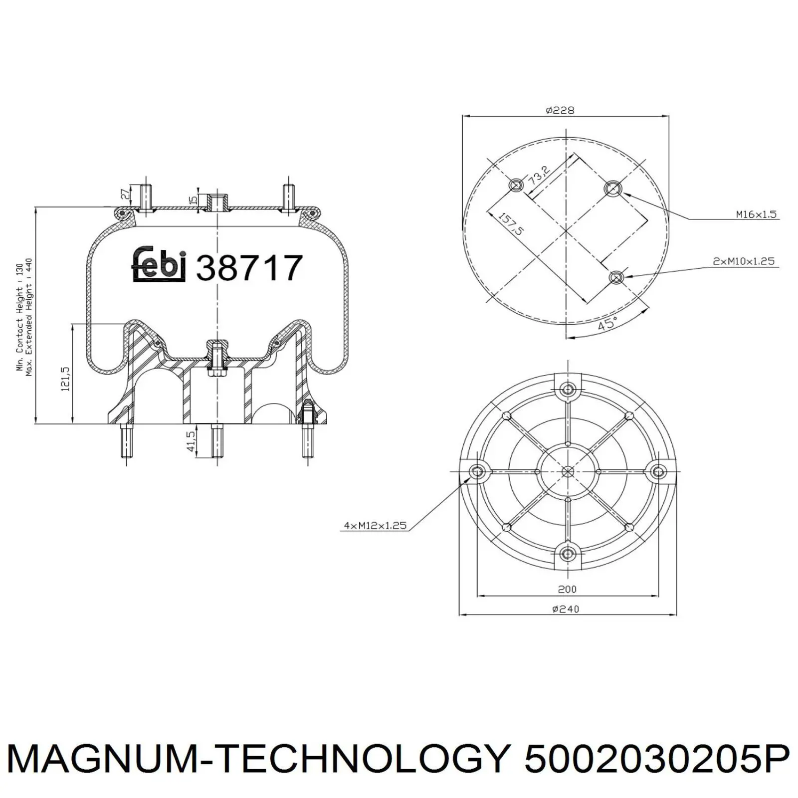 Пневморессора задня Blacktech RML75265CP6 ціна, від 59.27 USD