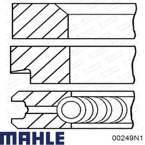 00249N1 Mahle Original кільця поршневі на 1 циліндр, 1-й ремонт (+0,25)