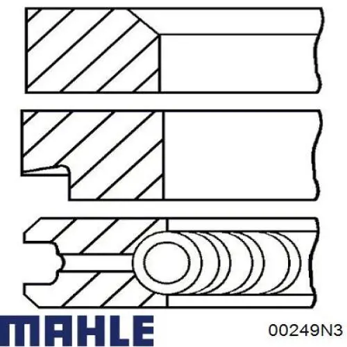 Кільця поршневі на 1 циліндр, 2-й ремонт (+0,65) Mahle Original 00249N3 ціна, від 12.75 USD